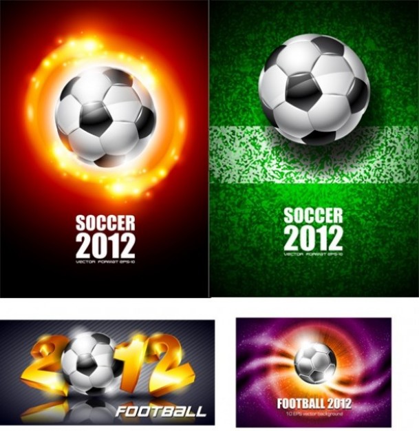Football soccer Association football ball with four different backgrounds about Soccer Sports